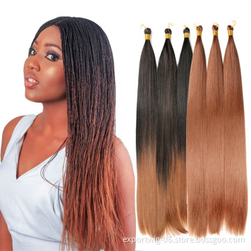 Bone Straight Hair Bundles Extensions Ombre Synthetic Prestreched Braiding Hair Long Synthetic Straight Hair